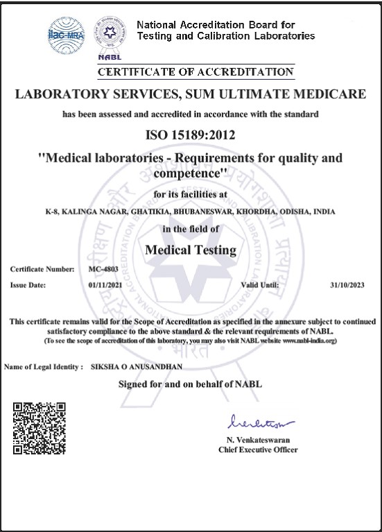 Completed NABL audit on 4th- 5th September 2021 before the hospital completes second year of operations and the audit team has recommended the HCO for NABL Accreditation